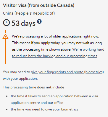 加拿大旅游签证加速至53天