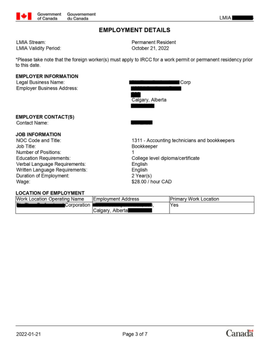  恭喜：阿尔伯塔省LMIA获批信到手。