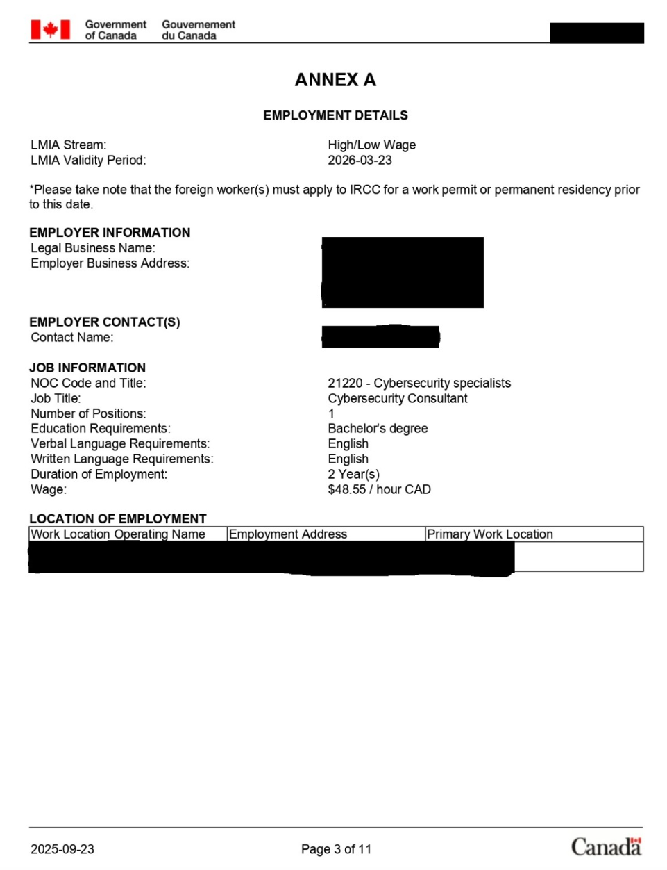 加拿大现成 高薪LMIA批文网络安全维护