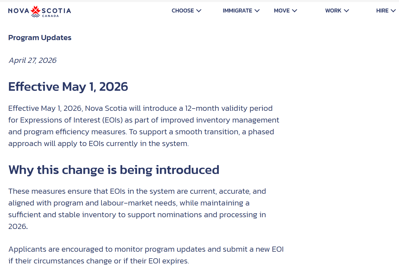 NS省移民新政落地：EOI设有效期！