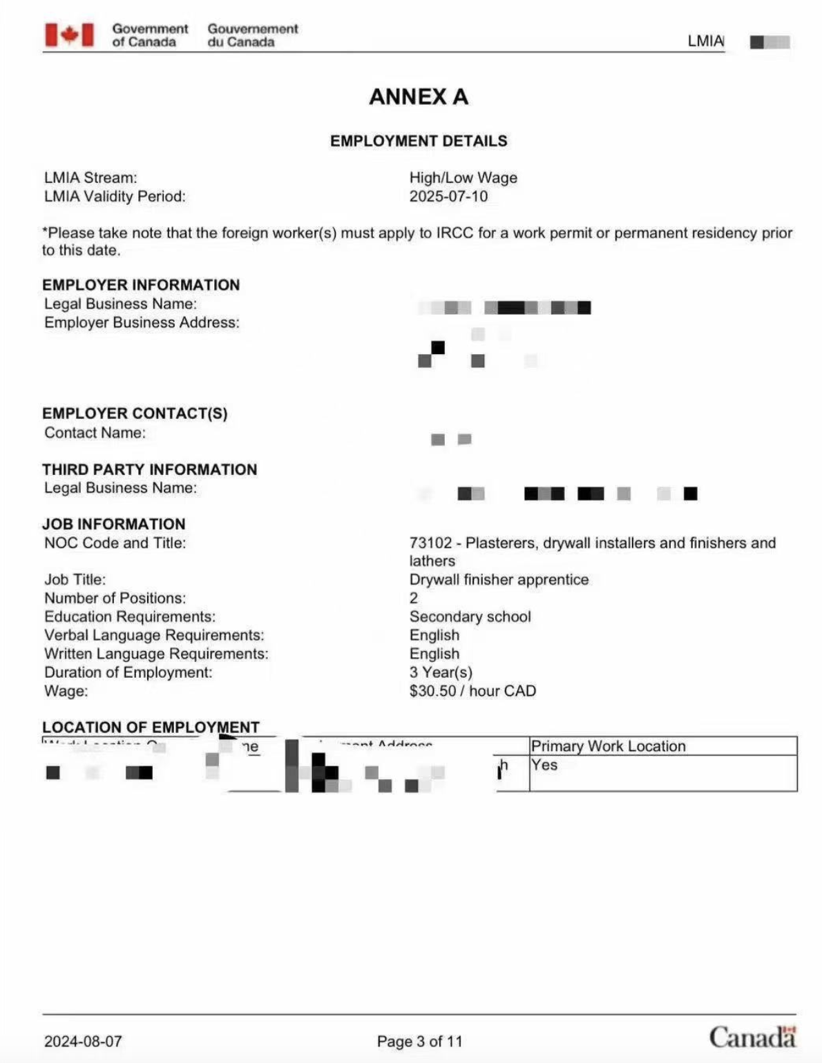 BC省建筑公司， 现成高薪3年lmia！