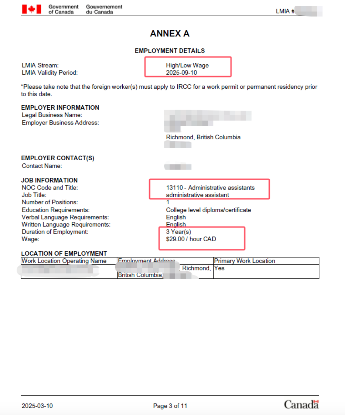 大型跨国咨询行政助理LMIA 批文！
