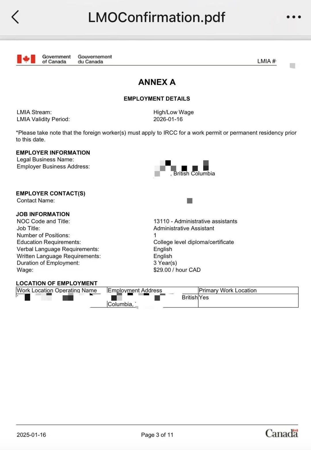 BC省🇨🇦行政批文LMIA