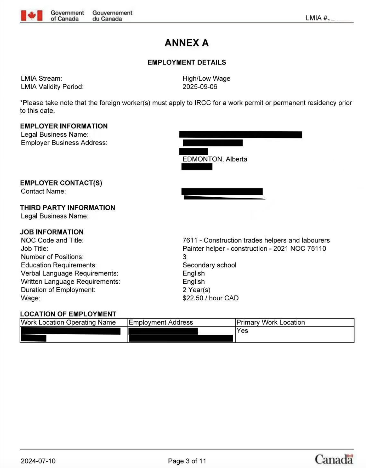 阿省建筑类LMIA工签 ！建筑帮工 / 油漆帮工