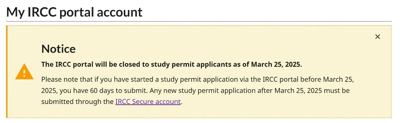 加拿大学签申请将不能通过IRCCPortal递交
