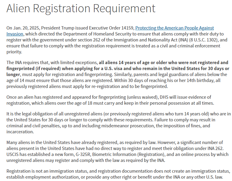 美国推“外国人登记要求”,加强移民管理!