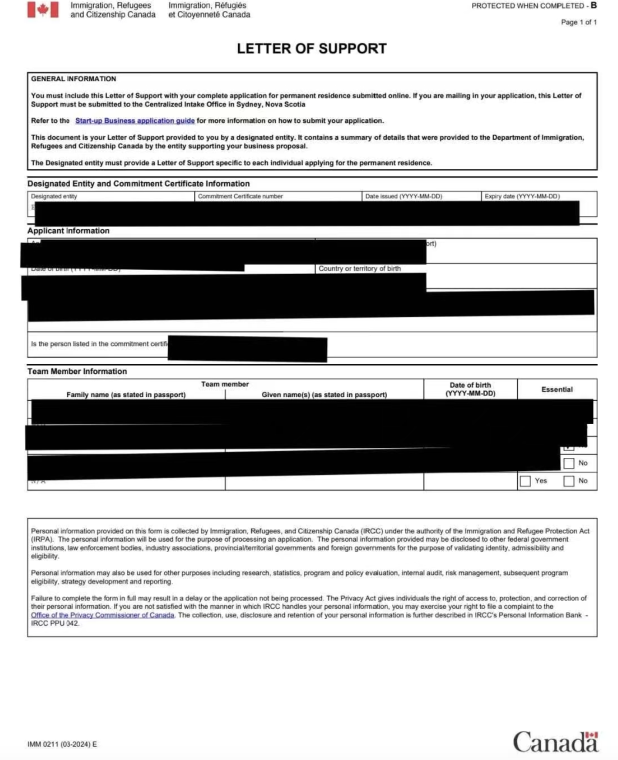 恭喜我们加拿大SUV项目又获批一封支持信！