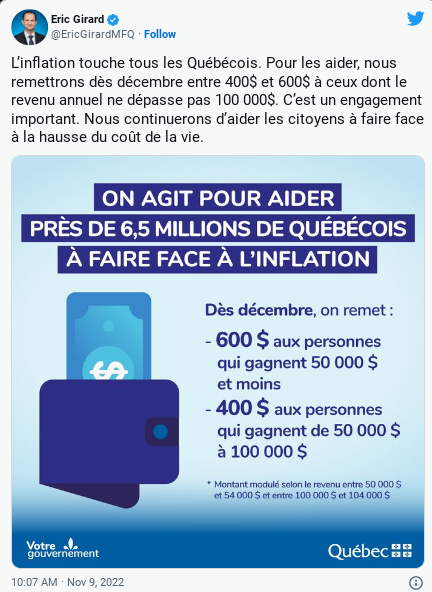 通胀下加拿大这个省给全民发钱,每人最高$600 满18就发