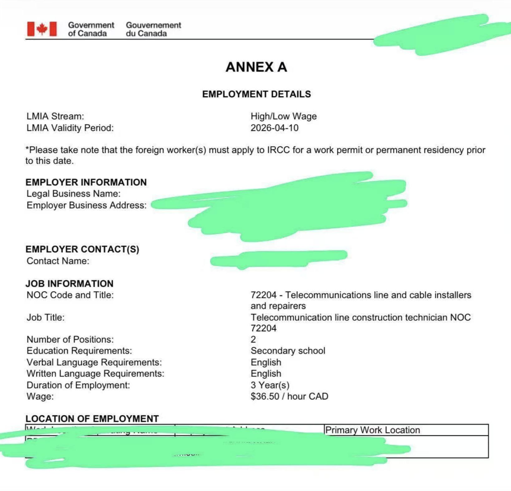 🇨🇦 【现成LMIA】 电信线路技术安装员