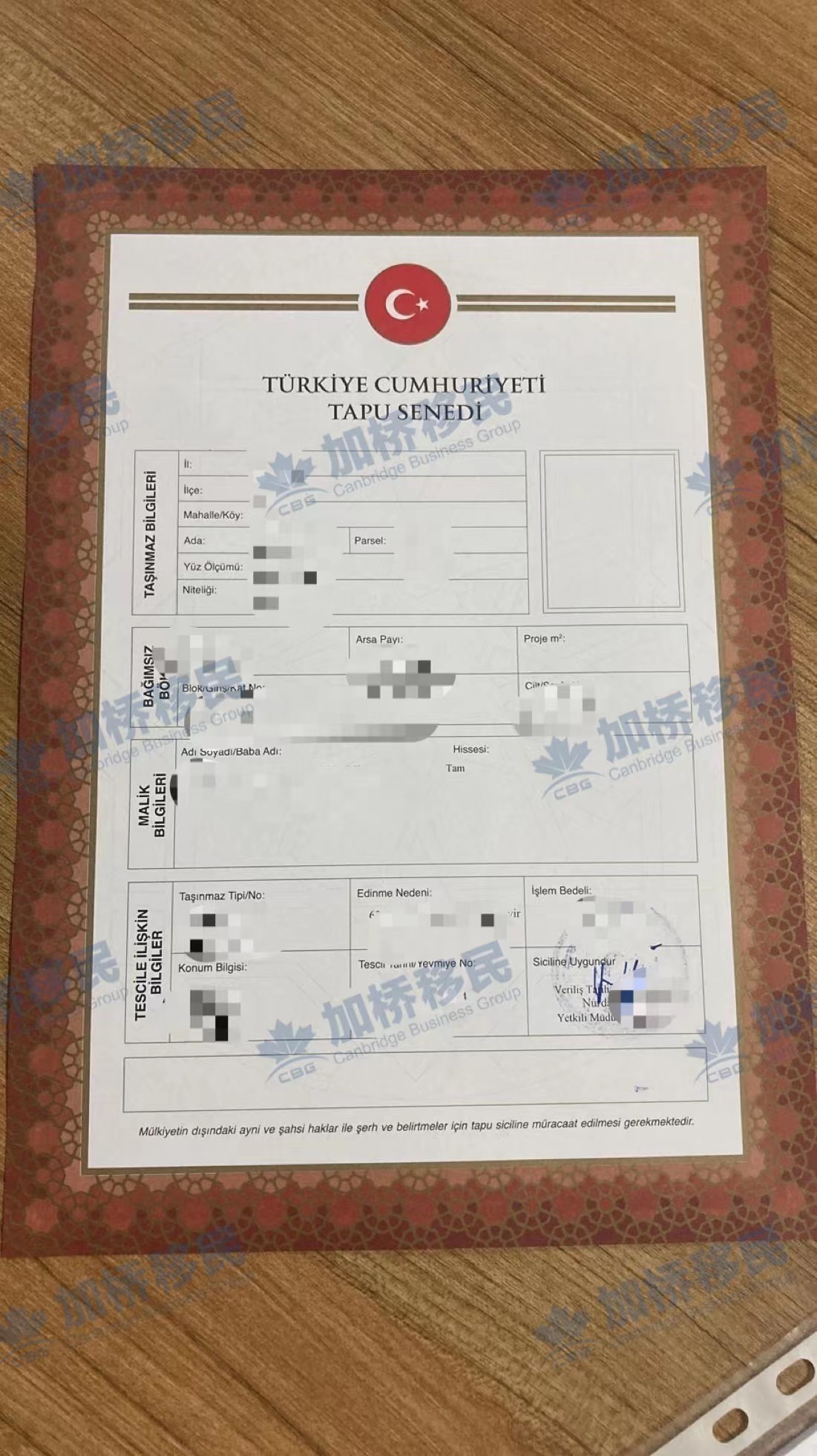 恭喜L总土耳其房产终于完成过户手续！