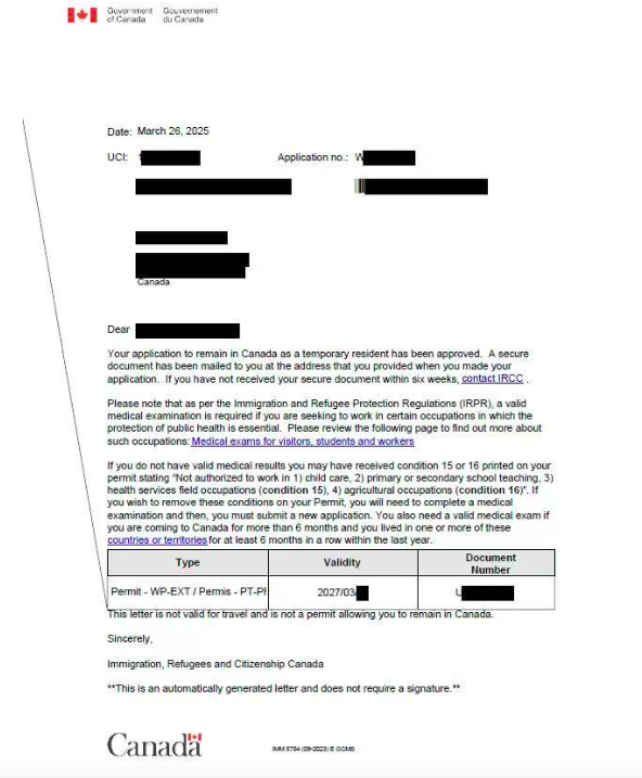 发两份🇨🇦工签获批！