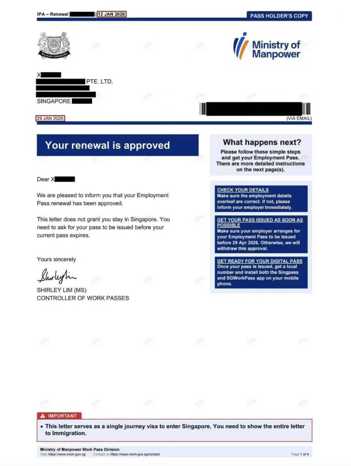 又一个成功案例：新加坡自雇EP