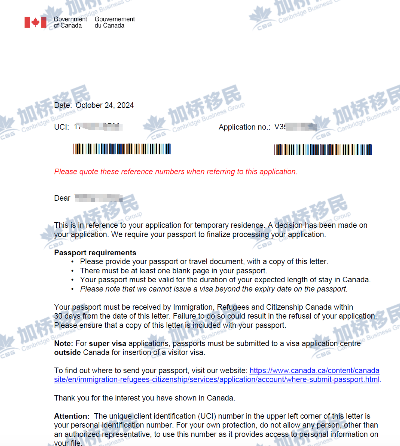 恭喜L同学, 探亲签证2周获批!