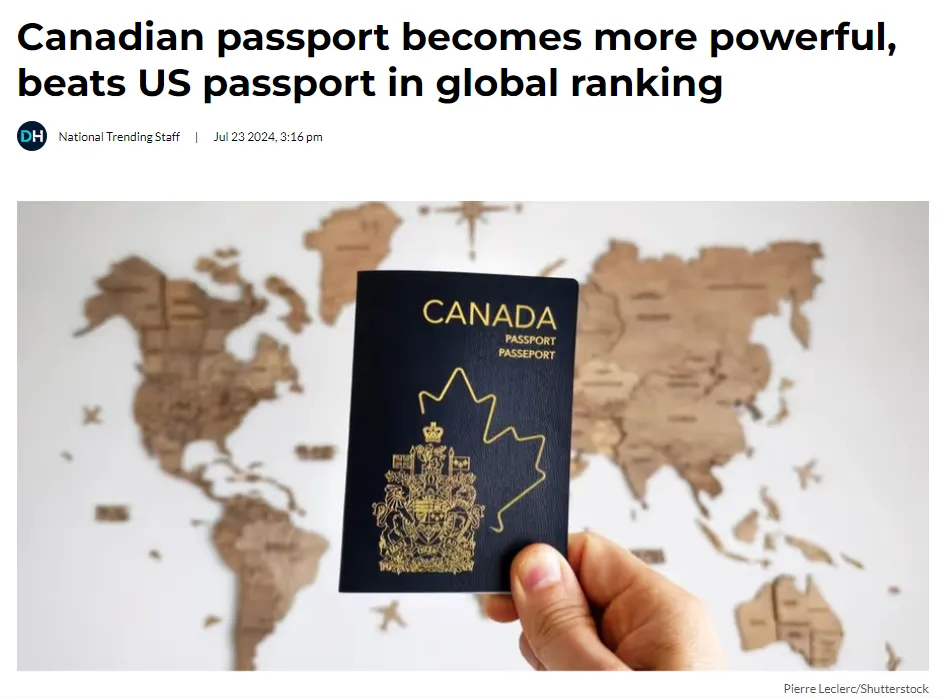 加拿大护照含金量上升！第一名竟然是这个国家！