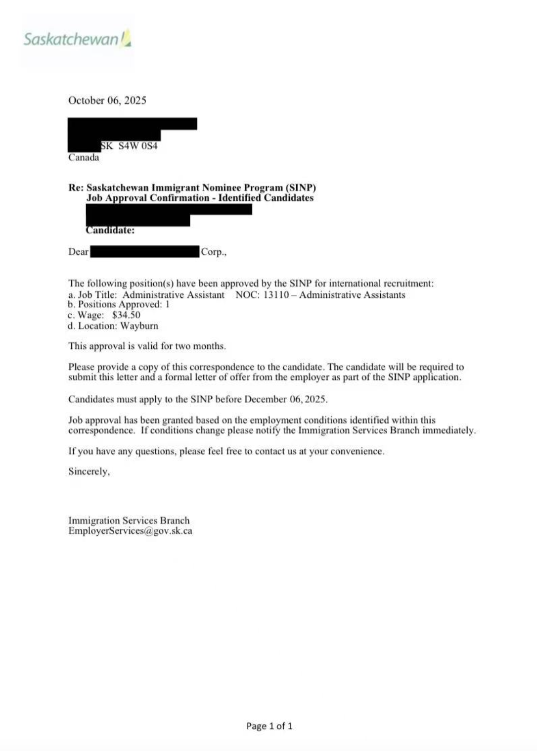 加拿大萨省 行政助理