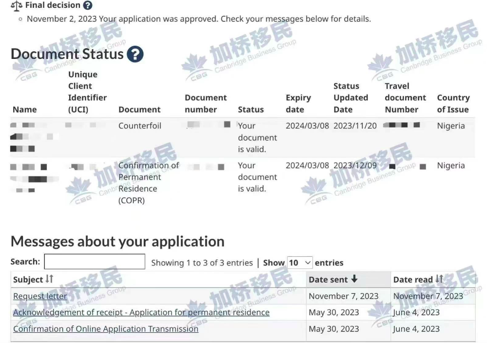 恭喜尼日利亚申请人EE-FSW 半年获批！