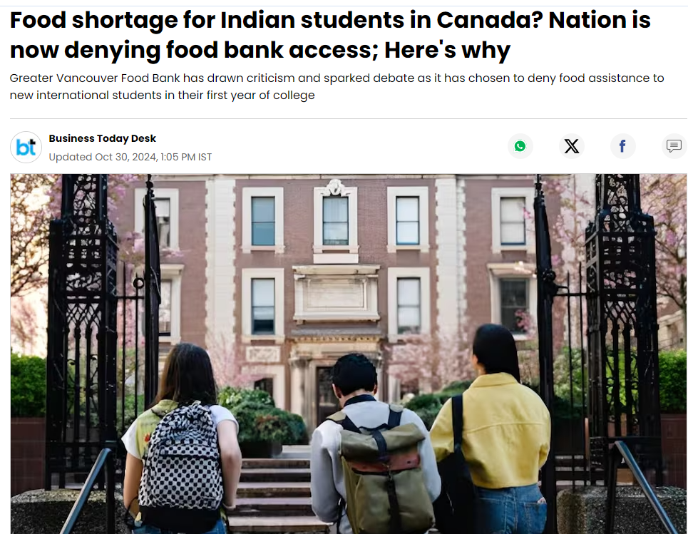 加拿大食物银行: 大一留学生不能领食物救济!