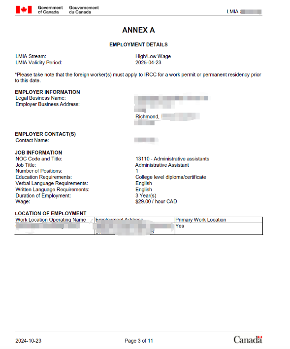 8.16递交10.23批准Admin LMIA