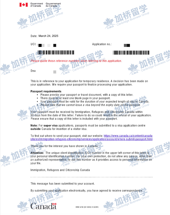恭喜客户二签海外学签，顺利批过！