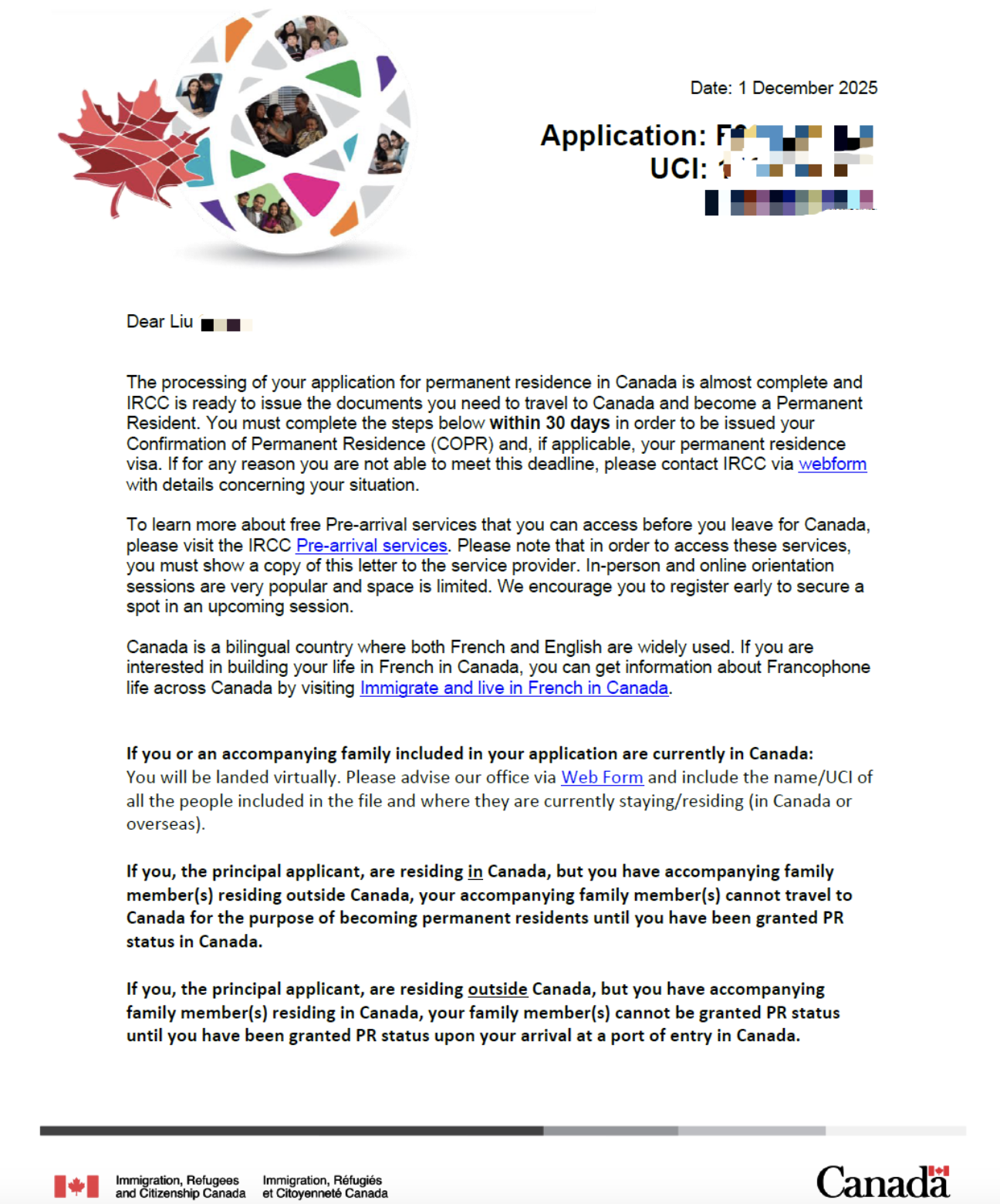 恭喜Liu先生, 境外团聚移民顺利获批仅8个月!