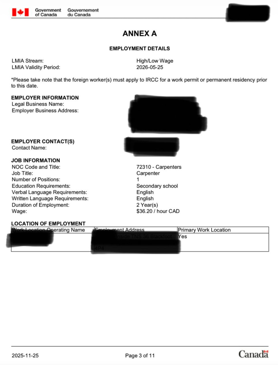 加拿大现成 技工类LMIA批文 木工