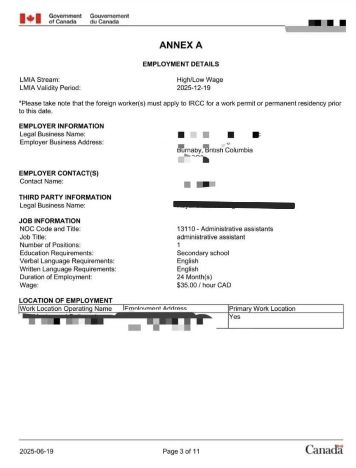  加拿大行政助理最后一份现成LMIA批文！