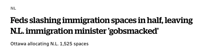 注意啦！加拿大NL省移民名额越来越少