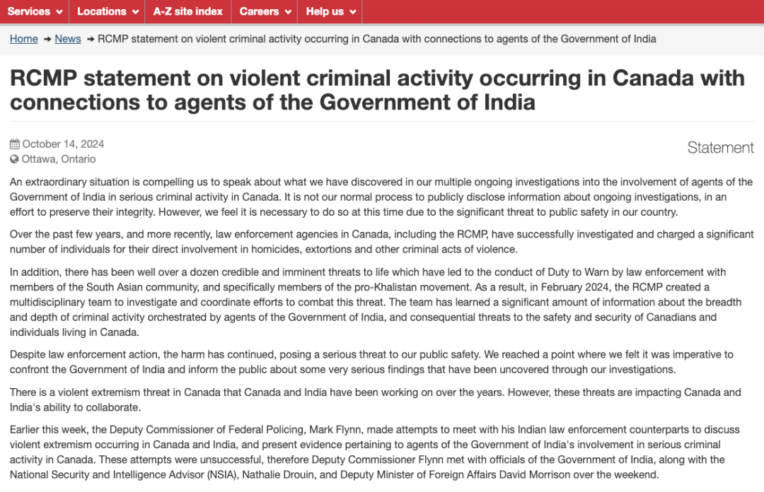 加拿大驱逐6名印度外交官 这些人严重危害社区公安