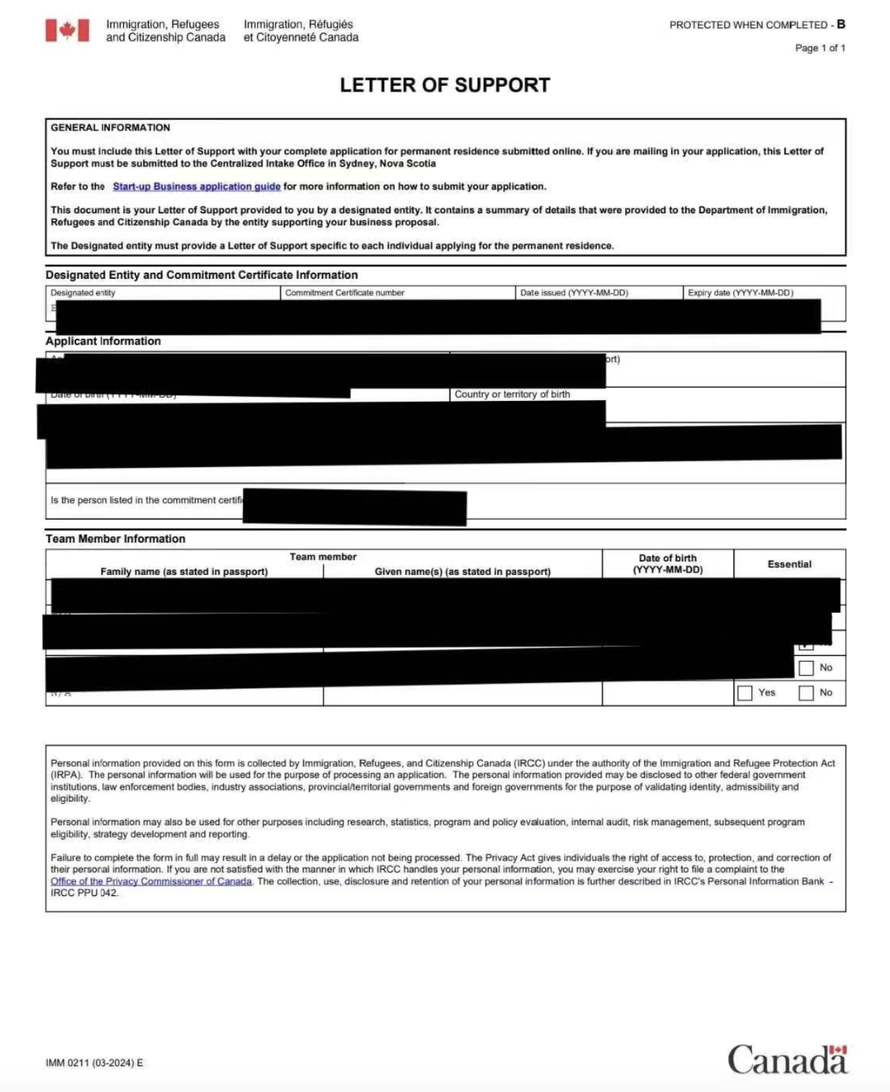 恭喜我们加拿大SUV项目又获批一封支持信！