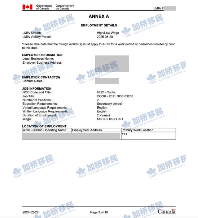 曼省雇主担保现成LMIA！