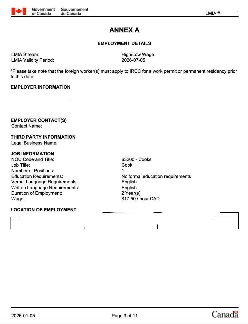 加拿大现成  厨师 LMIA名额