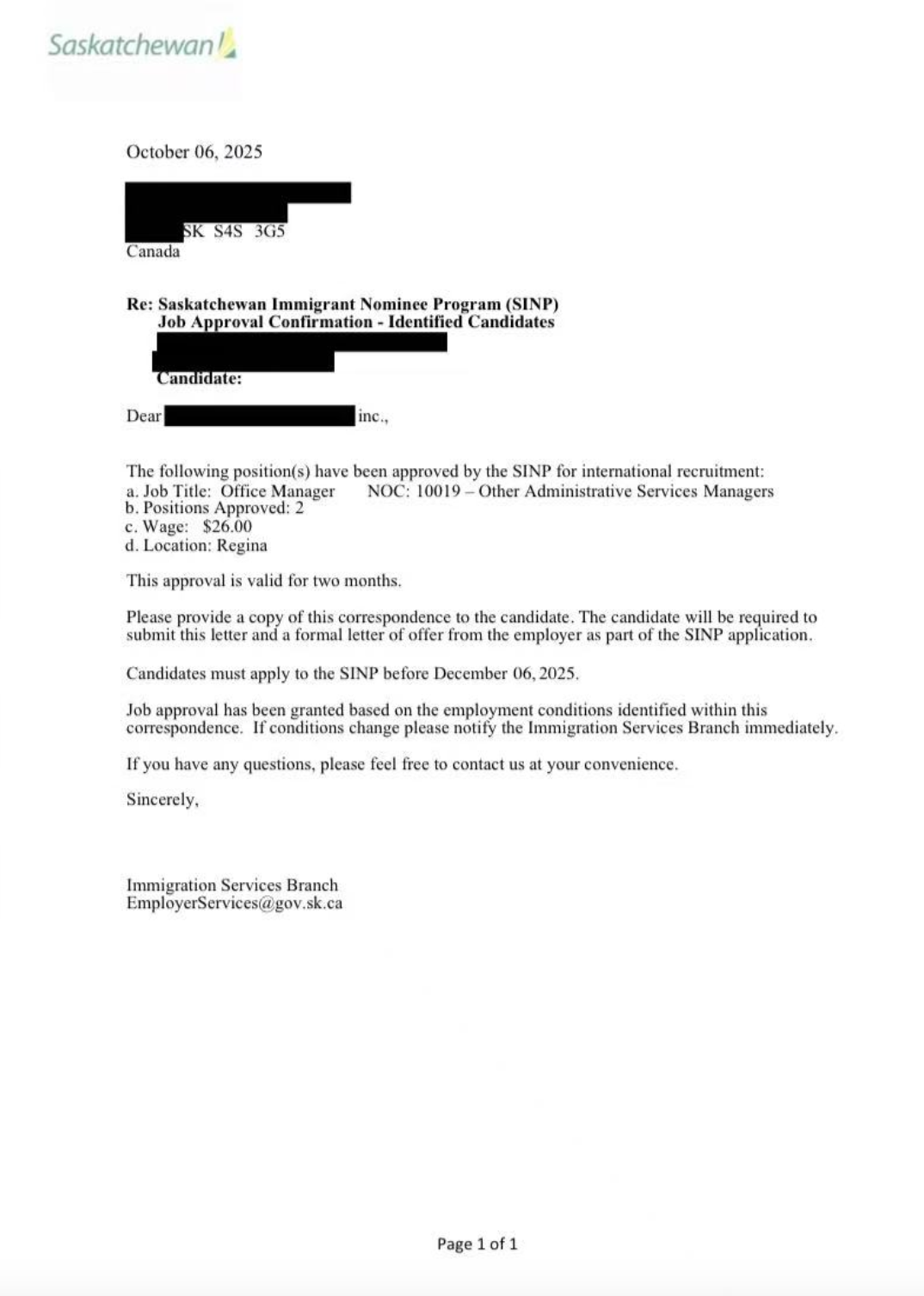 加拿大萨省 办公室经理/行政经理