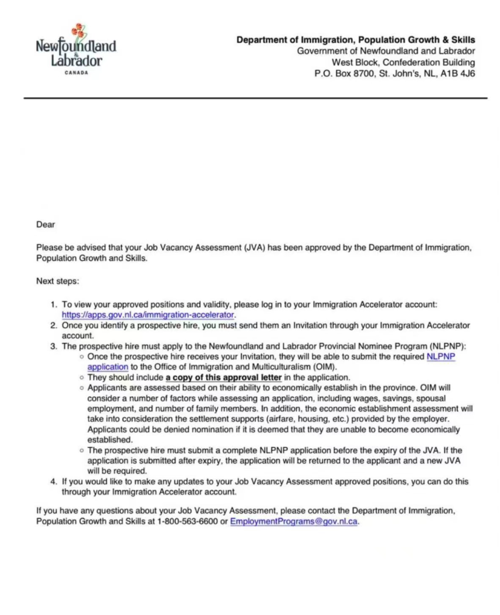 🇨🇦NL省雇主担保移民，JVA已正式获批 