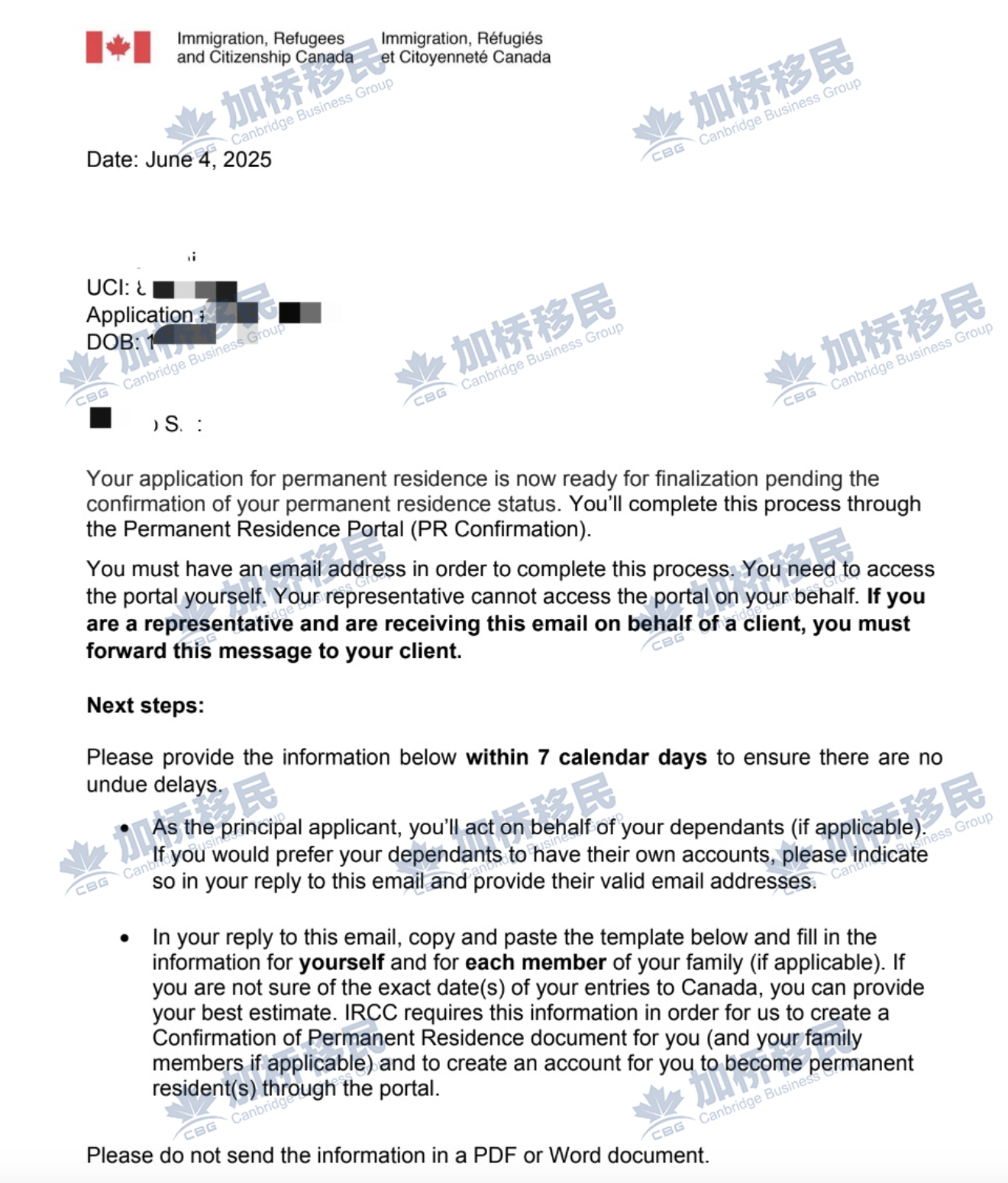恭喜SFU毕业的S同学收到PR确认了! 