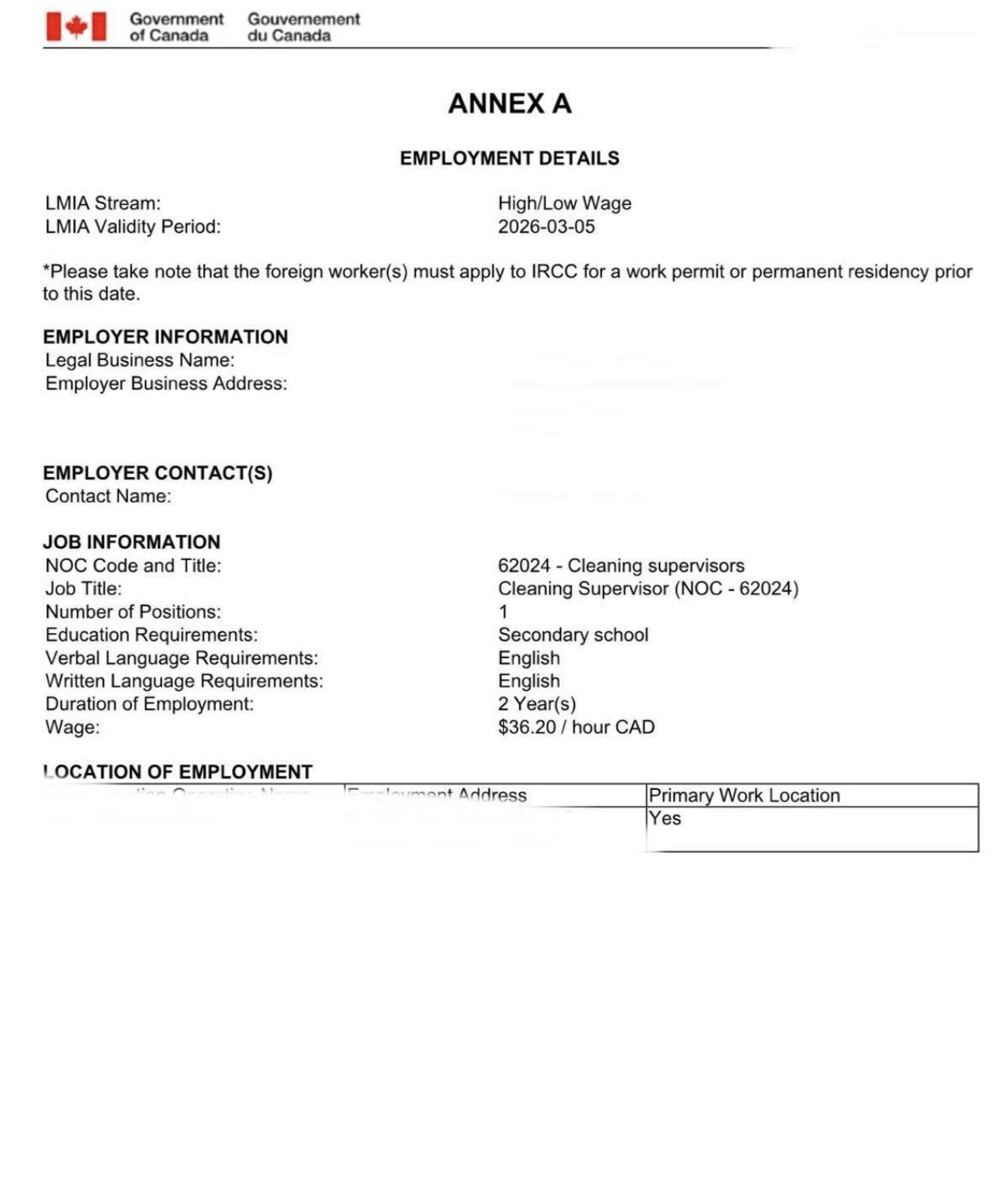 阿省卡尔加里 现成 LMIA批文 保洁/清洁主管