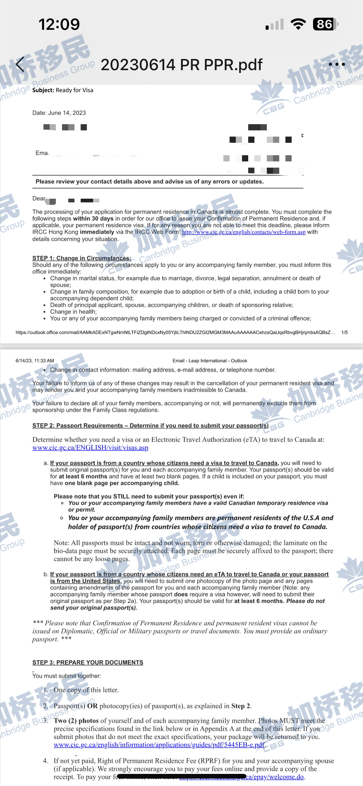 恭喜客户Y女士BCPNP收到PR贴签信