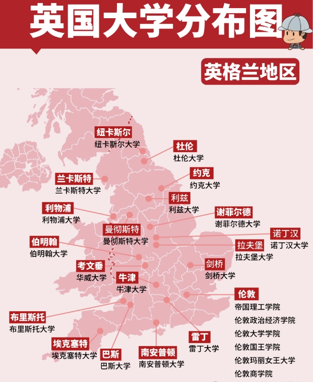 英国大学分布地图一览！盘点英国各区域大学地理位置