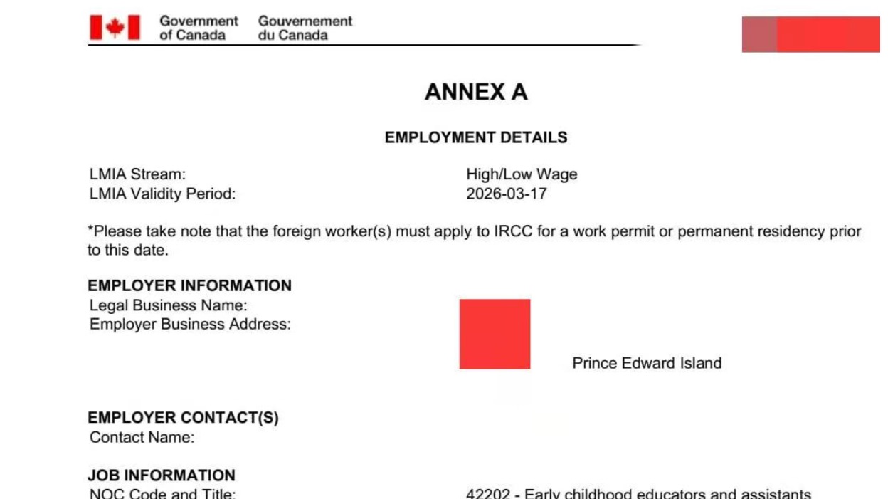 现成幼教LMIA 🇨🇦PEI 地区  