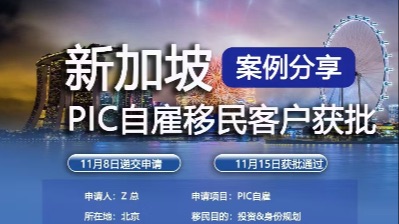 恭喜11月份新加坡PIC自雇EP获批案例！