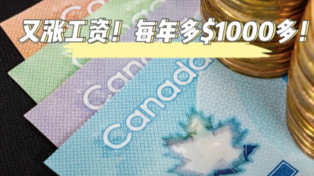 加拿大工资年年涨！下月又涨！每年多$1000多！