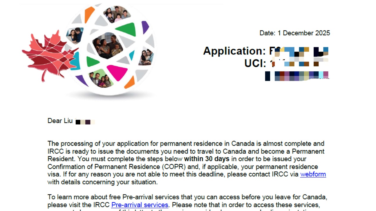 恭喜Liu先生, 境外团聚移民顺利获批仅8个月!