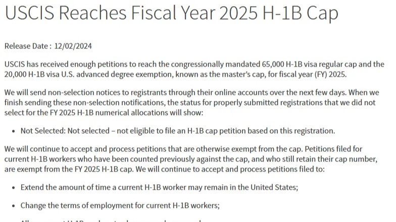 USCIS官宣：2025年H1B抽签开始了！