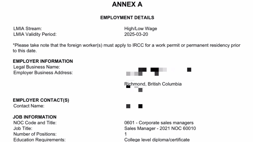 超高时薪$56.2销售经理LMIA获批