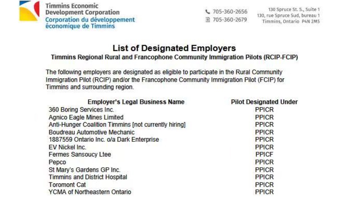 小镇Timmins现成社区指定雇主！