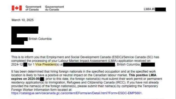 加拿大机械公司销售（00）LMIA VP获批！