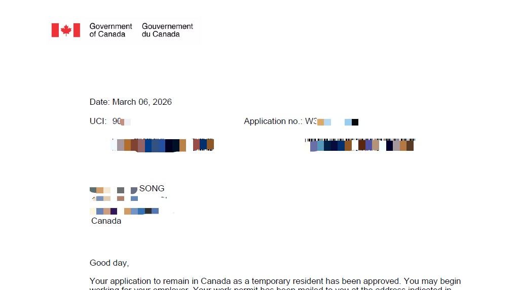 恭喜S先生加拿大LMIA紧缺职位工签顺利获批