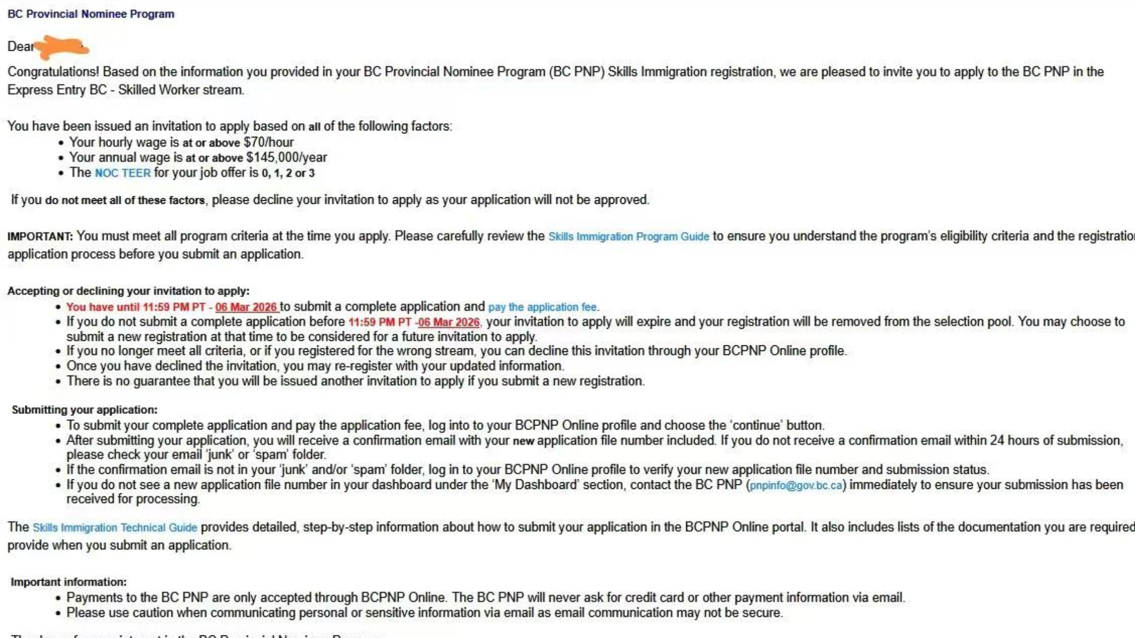 恭喜🎊我们海外🇨🇦pnp高分客户获邀！