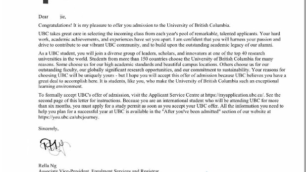 恭喜一直跟加桥做学习规划的L 同学，GPA 2.5 ，获得UBC 主校区 Offer！