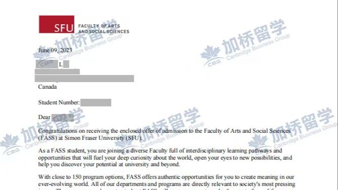 恭喜L 同学， 成功从东部的学校转入SFU