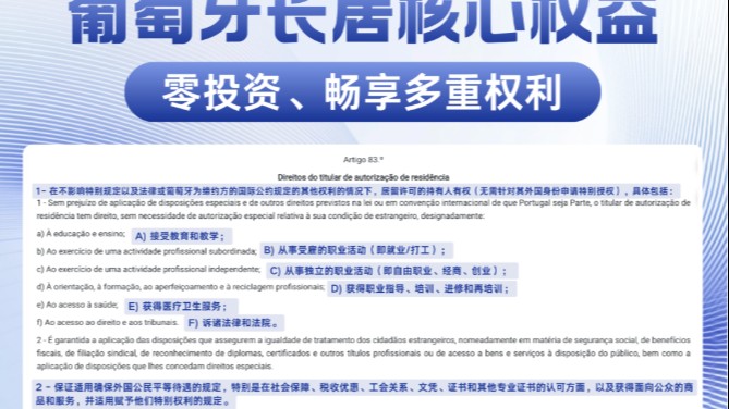 葡萄牙官宣：零投资解锁工作权，真正的自由身份！